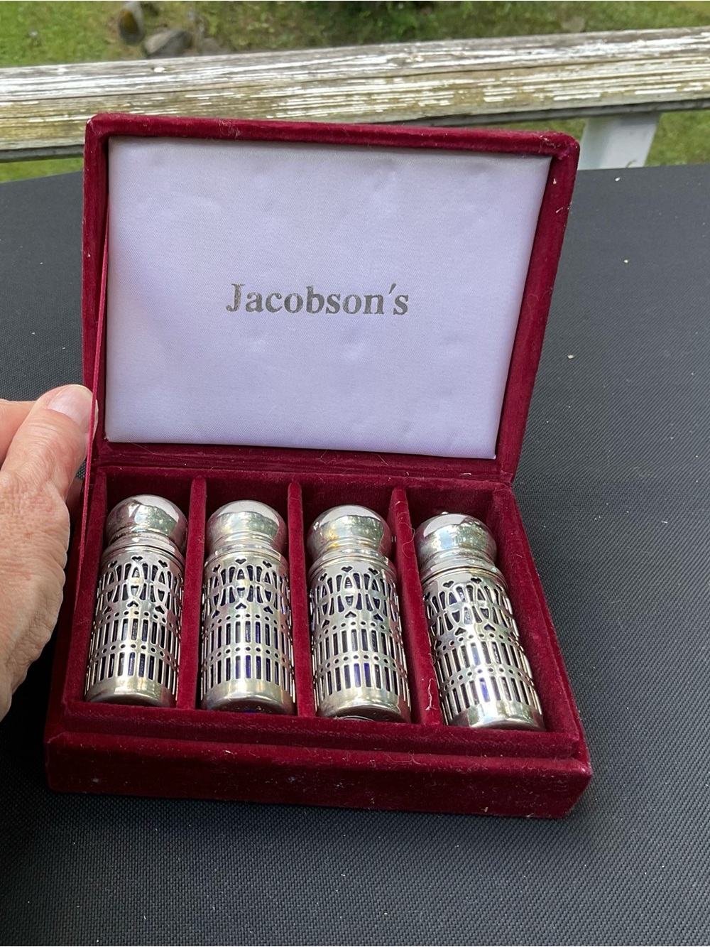 Vintage 4 GOLDINGER Silver Art Co. Salt shakers Art Deco Hong Kong